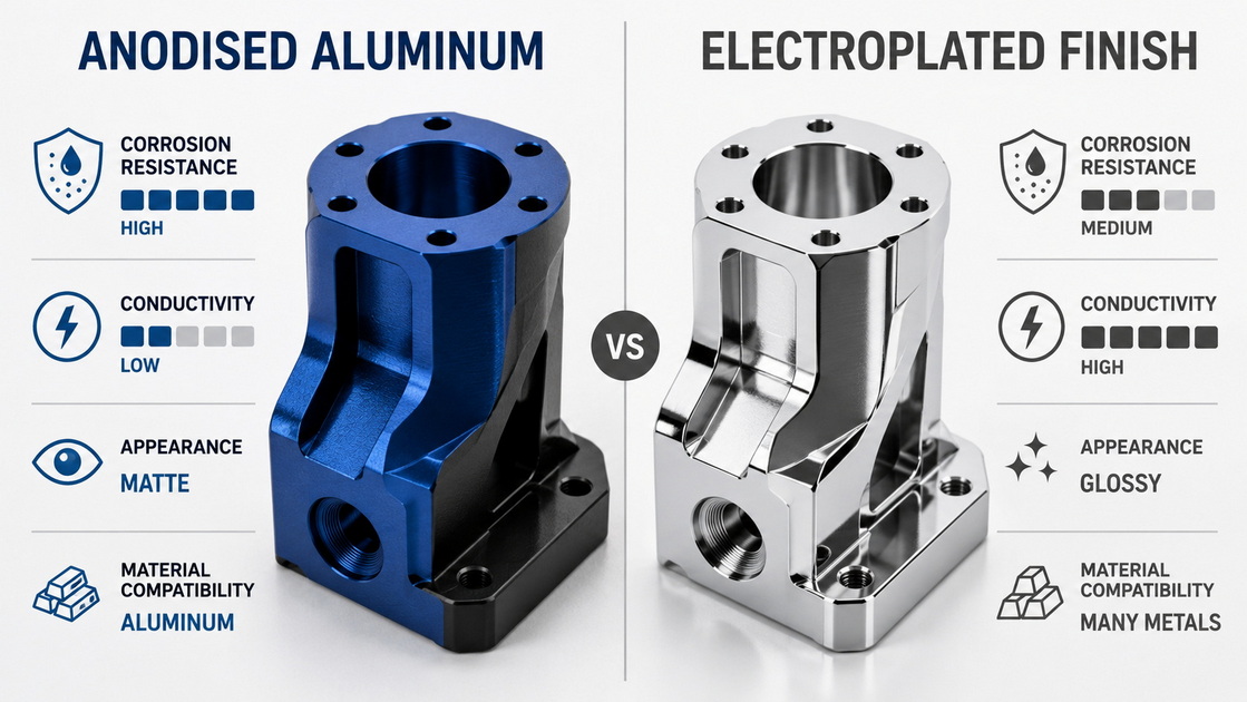 Anodizado versus galvanoplastia: c&oacute;mo elegir el acabado adecuado para piezas de precisi&oacute;n CNC